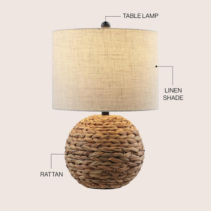 Camilo Coastal Woven Rattan Globe Table Lamp 21.5", Brown4