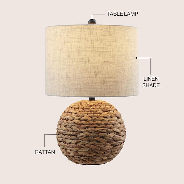 Camilo Coastal Woven Rattan Globe Table Lamp 21.5", Brown4