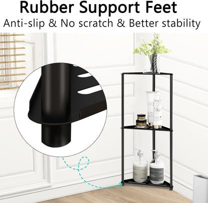 Standing Shower Caddy Corner, 3 Tier Stainless Steel Shower Organizer Stand, Rustproof Corner Shower Shelves, Corner Shower Caddy Bathroom Shower Stand, Black5