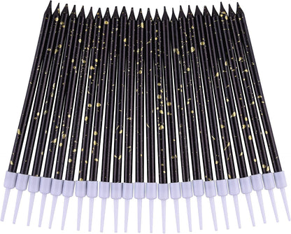 Black Gold Long Thin Birthday Candles, Cake Candles, Birthday Parties, Wedding Decorations, Party Candles4