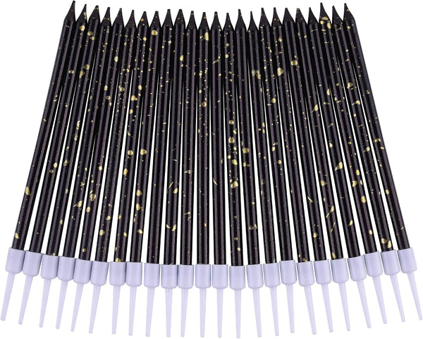 Black Gold Long Thin Birthday Candles, Cake Candles, Birthday Parties, Wedding Decorations, Party Candles4