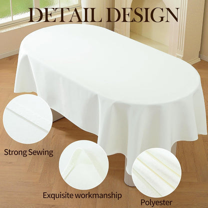 Classic White Oval Tablecloth for Party Restaurant and Home 60 X 84 Inch4