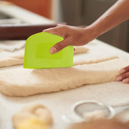 Dough Scraper Bench Scraper for Baking, 4 Pcs BPA Free PE Plastic Flexible Bowl Scraper, Food-Safe Plastic Dough Cutter for Bread Cake Dough Fondant Icing (White, Green, Orange, Pink)6