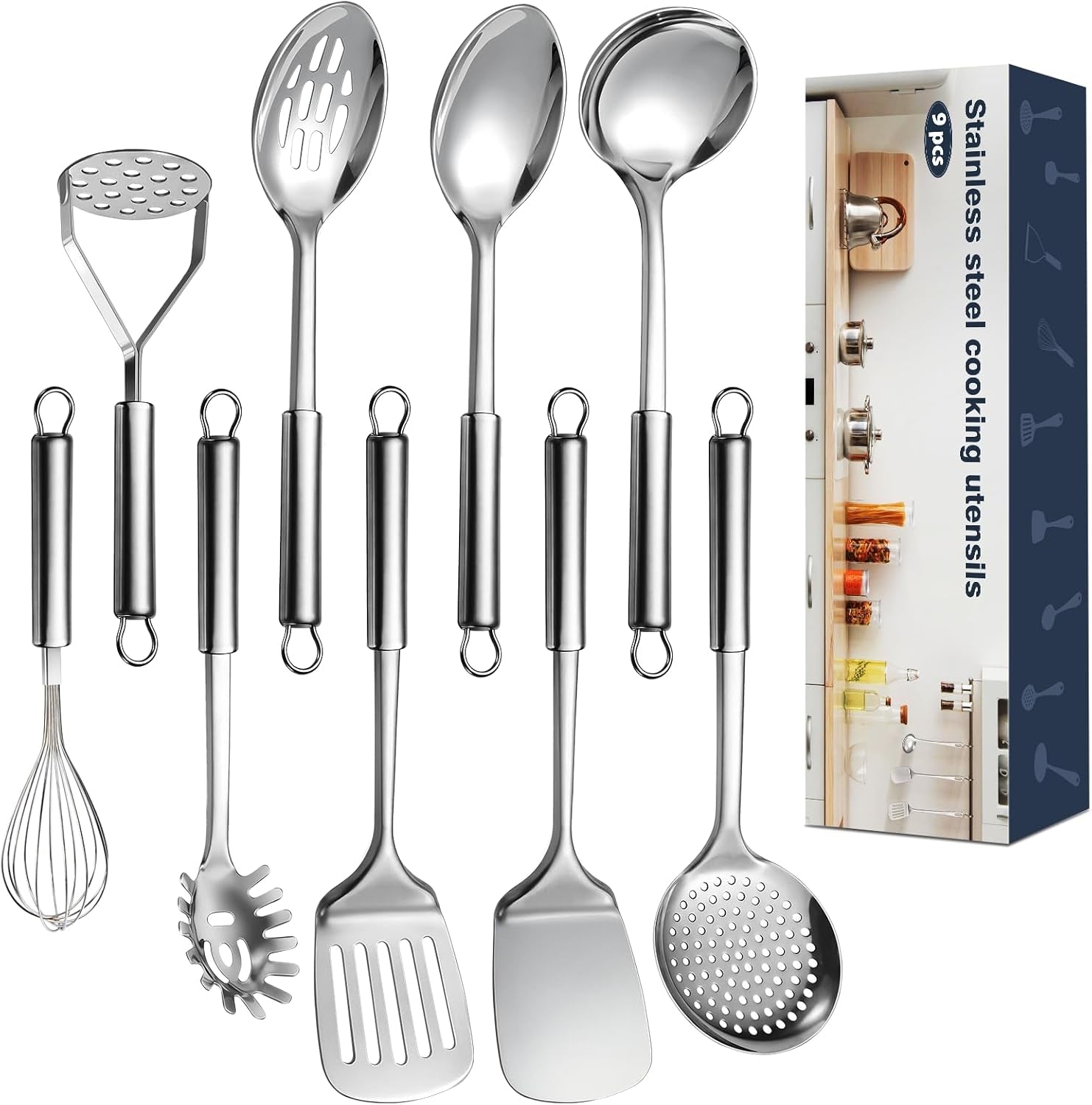 9-pcs-cooking-utensils-set-stainless-steel-kitchen-utensils-heat-resistant-metal-kitchen-tools-include-solid-slotted-spatula-serving-spoon-ladle-pasta-server-potato-maseher-egg-whisk-silver