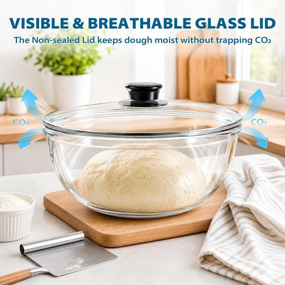 Large Glass Bowl with Lid for Sourdough Bread Making 6 QT Glass Mixing Bowl3