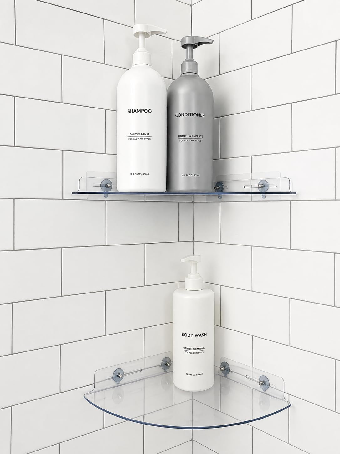 acrylic-corner-shelf-2-pack-adhesive-shower-caddy-0-12-thick-shatter-resistant-clear-bathroom-corner-shelves-for-tile-wall-no-drill-renter-friendly-10-10-inch-20-lbs-capacity