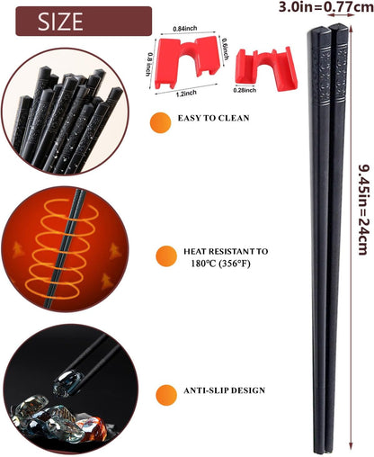 5 Pairs Reusable Training Chopsticks, 9.45 Inch Dishwasher Safe Fiberglass Japanese Training Chopsticks for Beginner, Non-Slip, Easy to Use(Colorful)3