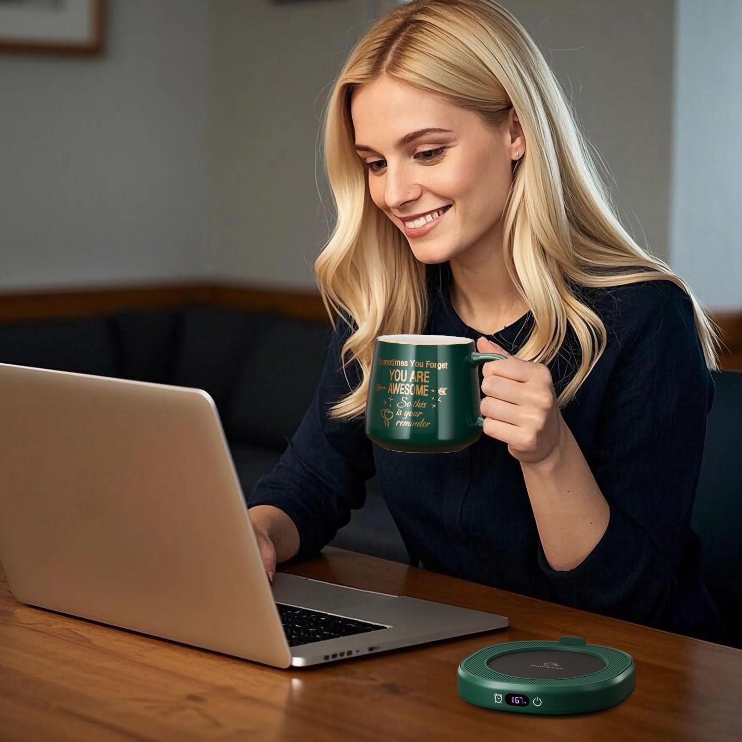 coffee-mug-warmer-you-are-awesome-mug-set-electric-cup-warmer-for-desk-beverage-warmer-plate-for-coffee-tea-4-temperature-setting-8-hours-auto-shut-off-14oz-mug-with-spoon-bamboo-lid-included