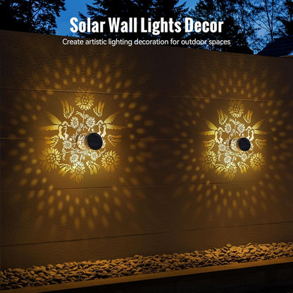 Solar Mandala Fence Lights Outdoor Decoration 4 Pack, Solar Wall Lights3