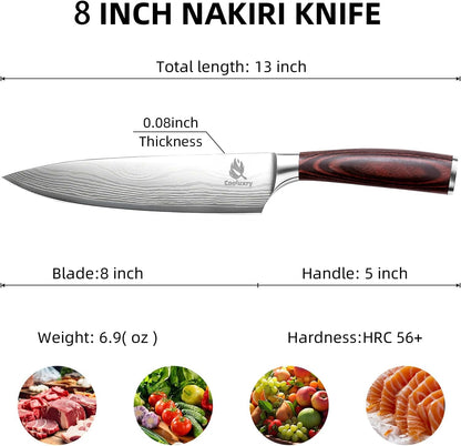 Professional Chef Knife - 8 Inch High Carbon Stainless Steel Kitchen Knife with Ergonomic Pakkawood Handle for Precise Cutting2