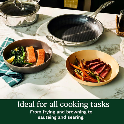 Skillet Set Purelysear Hybrid Stainless Steel 5 Pc | Stainless Steel Cookware Set, Hybrid Technology Induction Cookware, Essential Sizes for Chefs and Families, FPS-5SSCR5
