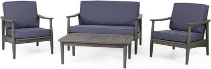 Willowbrook Outdoor 4Pc Chat Set - Acacia Wood - Gray1