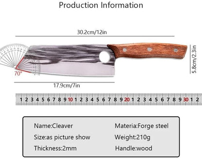 Meat Cleaver, 7 Inch High Carbon Steel Chef Knife Forged Cleaver Slicing Peeling Full Tang Handle Meat Vegetable Sushi Cutter2
