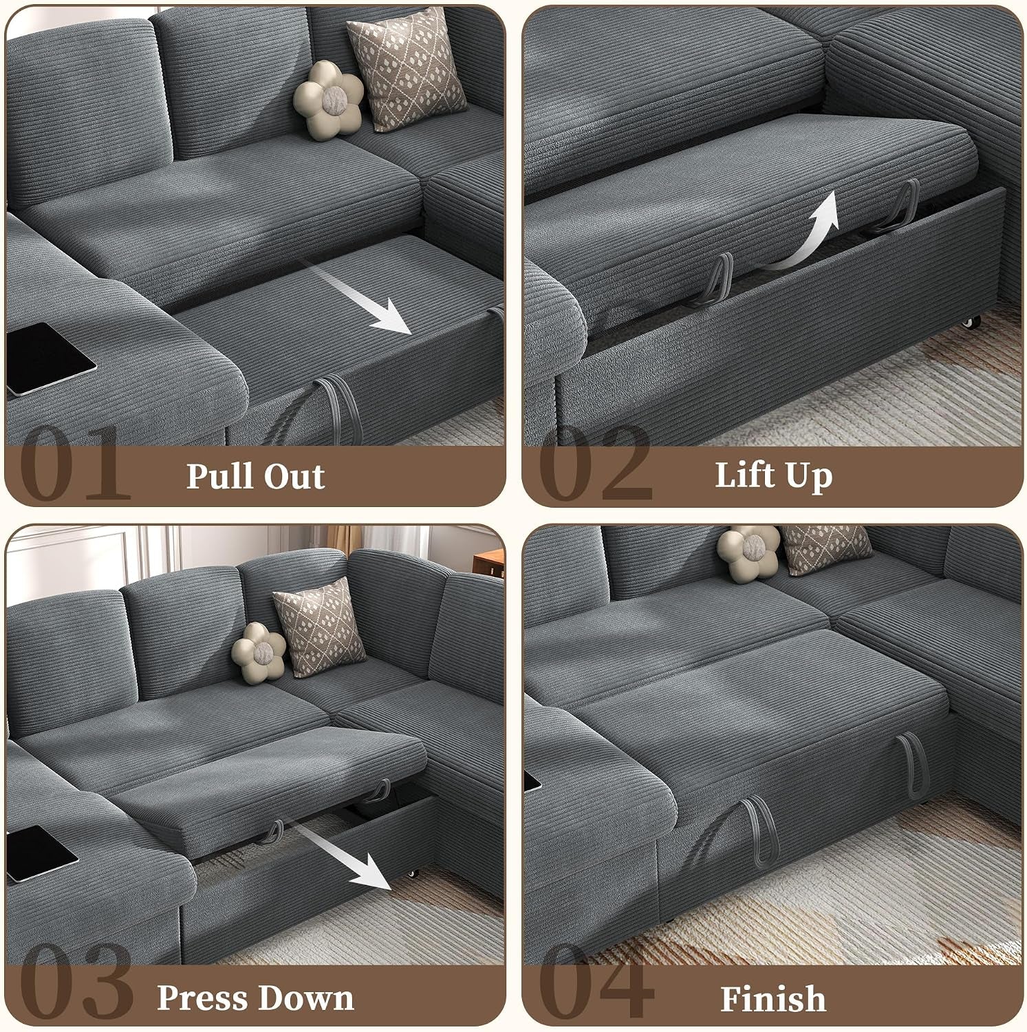 sectional-sleeper-sofa-with-pull-out-couch-bed-5-seats-modular-l-shaped-cloud-couch-with-storage-chaise-dual-arm-storage-usb-charging-adjustable-backrest-sofa-grey-corduroy