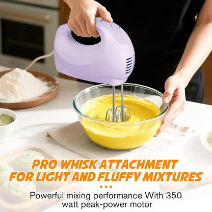 Handmixer Electric Handheld - 7 Speed Portable Kitchen Mixer Electric with 5 Stainless Steel Accessories Whisk, Food Beater for Whipping Mixing Cookies Cakes Home (CX6613-VT)6