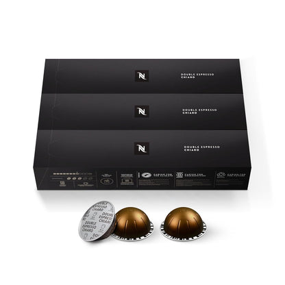 Nespresso Vertuo, Double Espresso Chiaro, 30-Count Espresso Coffee Pods | Capsules Medium Roast Pack of 1 Brews 2.7Oz2