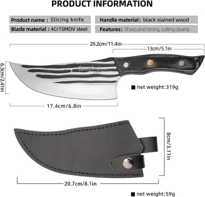 Kitchen Knife, Knives with Sheath Hand Forged Butcher Knife for Meat Cutting Cooking Meat Cleaver Chef Knives for Outdoor Camping, BBQ2