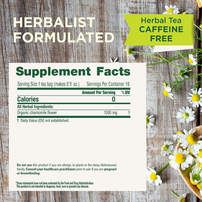 Organic, Chamomile Tea - Supports Stress Relief and Relaxation - Kosher, Non-Gmo, Caffeine-Free, Compostable - 16 Tea Bags | Supports Stress Relief and Relaxation, Kosher, Non-Gmo, Caffeine-Free, Compostable2