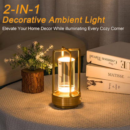 Cordless Table Lamp Rechargeable Small Crystal Lamp, Gold6