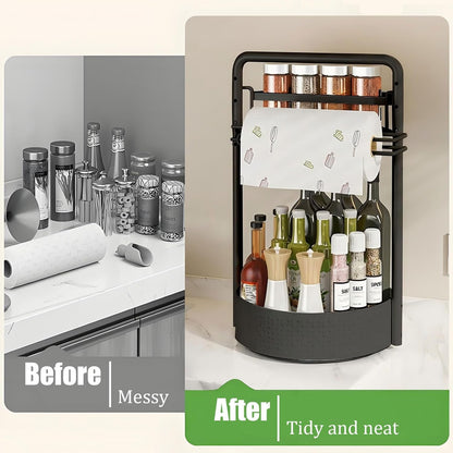 Rotating Spice Rack with Paper Towel Holder, Black8