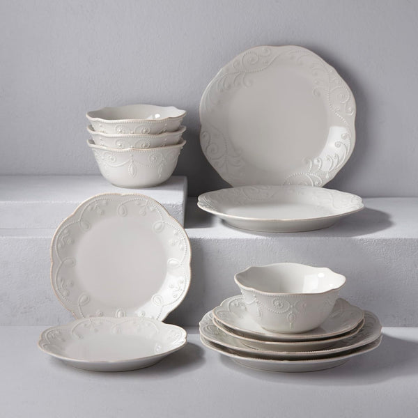 French Perle White Stoneware Dinnerware Set with All-Purpose Bowls2