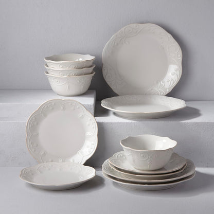 French Perle White Stoneware Dinnerware Set with All-Purpose Bowls2