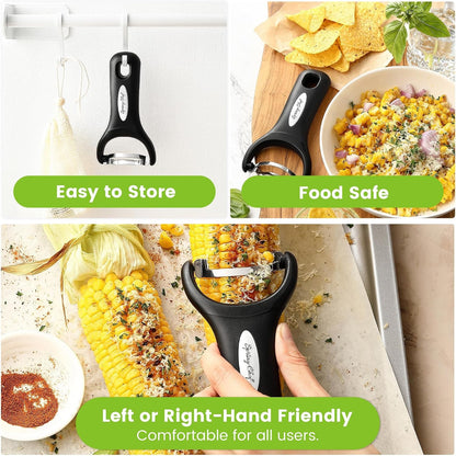 Stainless Steel Corn Peeler, Corn on the Cob Stripper Tool | Durable Corn Kernel Remover Tool with Ergonomic Handle – Easy to Use Kernel Cutter - Dishwasher Safe Corn Cutter, Black7