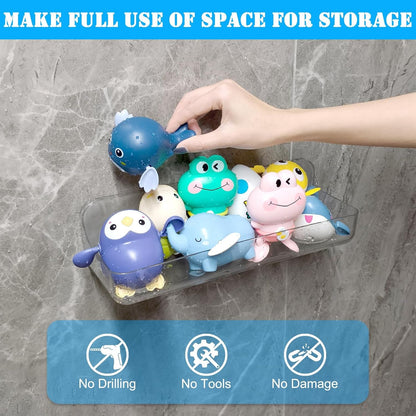 2PK Bath Toy Storage Holder for Bathtub Large，Acrylic Adhesive Shelves, Adhesive Tape Bathroom Mirror Shelf,No Drilling Capacity Bathtub Toy Organizer Shower Caddy for Bathroom7