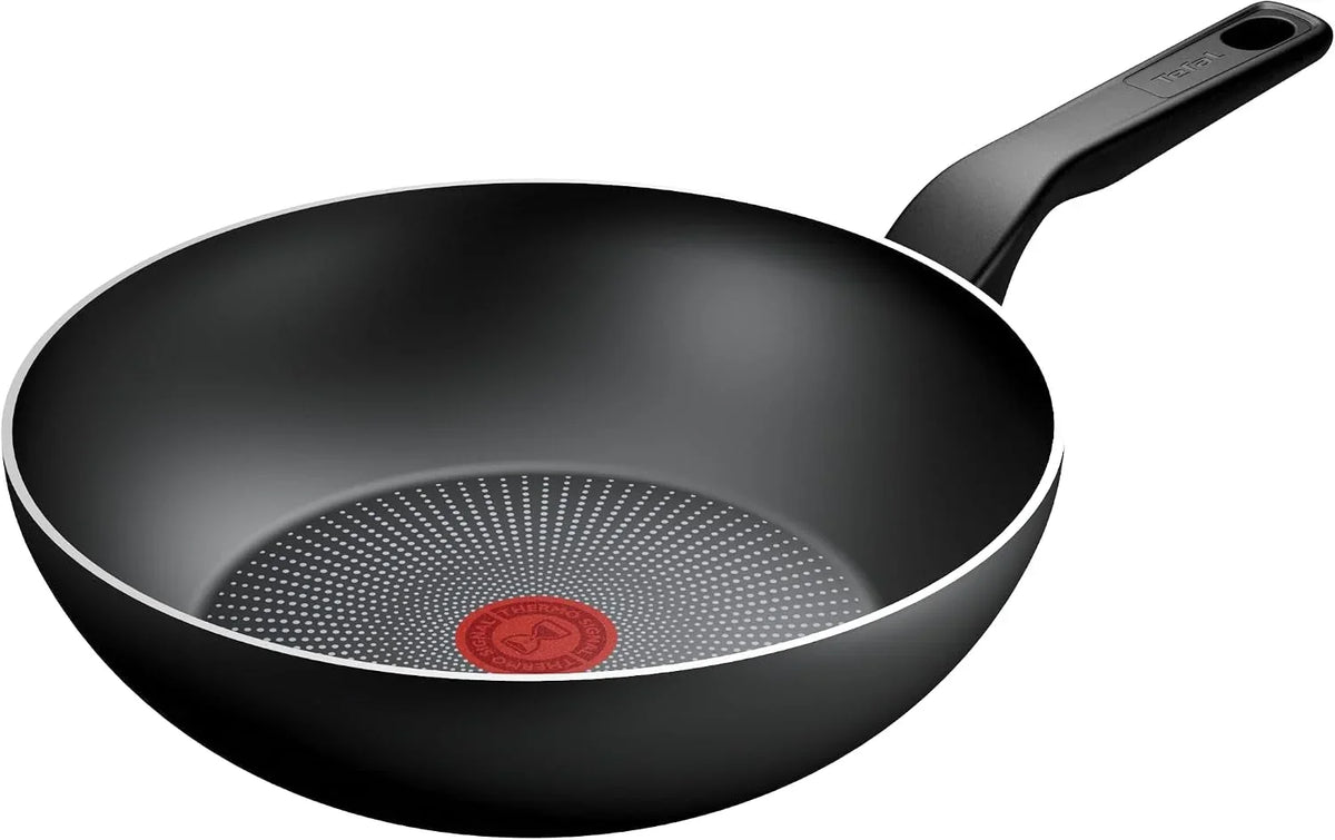 tefal-c29719-recycled-on-wok-pan-28-cm-made-of-100-recycled-aluminium-non-stick-coating-thermo-signal-technology-made-in-france-suitable-for-induction-cookers-dishwasher-safe-black