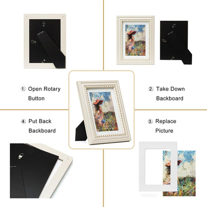 5X7 Picture Frame in Beige with Classic Gold Beaded Border, Solid Wood with Real Glass, Display 5X7 Photos Matted to 4X6, Vertical and Horizontal Desk Tabletop or Wall Hanging7