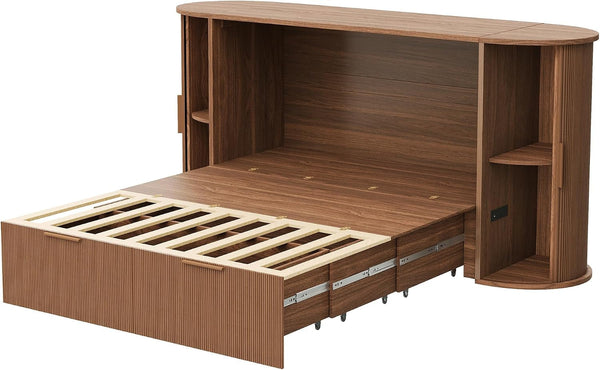 Queen Murphy Bed with Storage & Sliding Tambour Door9