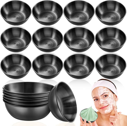12 Pcs 3.23 in Face Mask Mixing Bowl, Stainless Steel, Black1