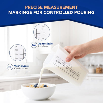 Plastic Measuring Cups Set of 2 (1 Cup & 3 Cup with Oz & Ml Markings)5
