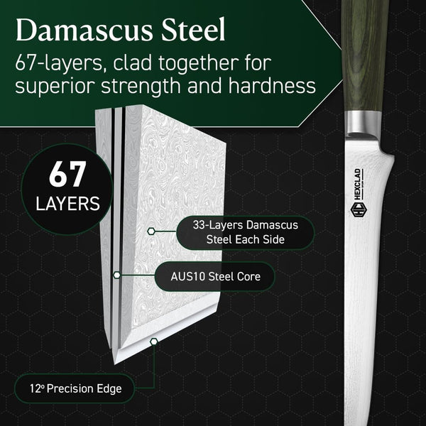 Hexclad 6" Japanese Damascus Stainless Steel Boning Knife, Full Tang Handle4