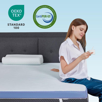Twin XL Mattress Topper College Dorm, 3 Inch Memory Foam Cooling Gel Bed Foam Mattress Topper for Pain Relief, Dorm Room Essential, Washable Cover, Non-Slip Elastic Band, Certipur-Us7