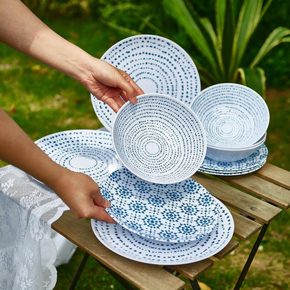 Melamine Dinnerware Set of 12 Pcs Dinner Dishes Set Bowls and Plates6