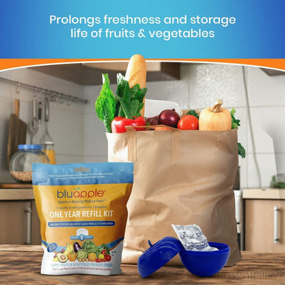 Produce Saver Ethylene Gas Absorber - Fresh Fruit & Vegetable Storage, Food Savers for Refrigerator, 8 Packets (9G Each), Each Packet Lasts 3 Months, Kitchen Must Haves, USA Made - Refill Kit3