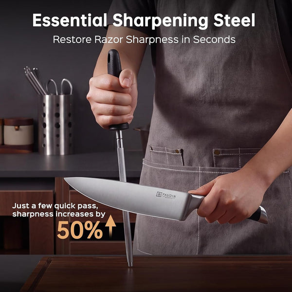 Knife Block Set, 15 Pieces Knife Set with Block, High Carbon Stainless Steel Kitchen Knife Set with Sharpener, Knives Set for Kitchen with Full Tang Triple Rivet Handle6