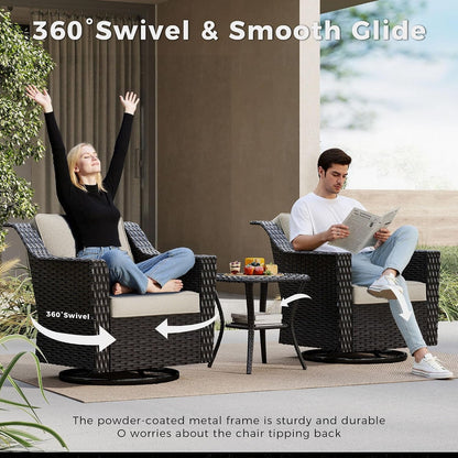7 Piece Patio Furniture Set, Wicker Outdoor Conversation Set | Patio Chair Set with Olefin Removable Cushion, All-Weather Outdoor Couch with Deep Seat for Porch, Deck and Backyard, Beige5