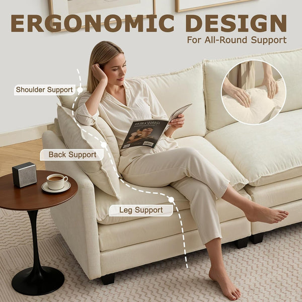 113" Modular Sectional Sofa, L Shaped Cloud Couch with Ottoman6