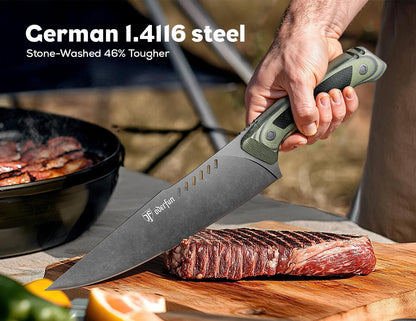 8 Inch Chef Knife with Leather Sheath, G10 Handle Kitchen Knife2