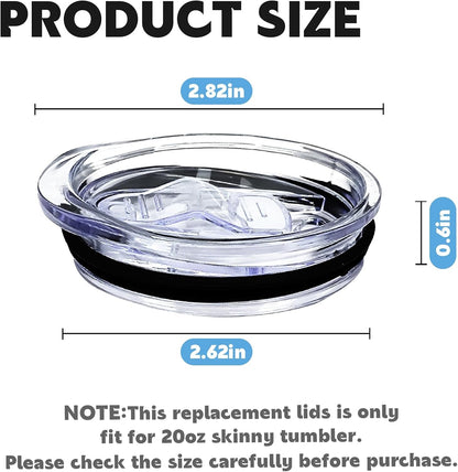 2 Pack 20Oz Skinny Tumbler Replacement Lids,Spill Proof Covers | Splash Resistant Sliding Covers with Seal Ring,For 20Oz Strainght Skinny Tumbler,Straw Friendly, BPA Free,Leak-Proof2