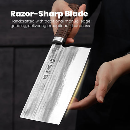 Meat Bone Cleaver Knife Heavy Duty, Hand Forged Butcher with Sheath for Kitchen Outdoor Camping BBQ Gift for Men5