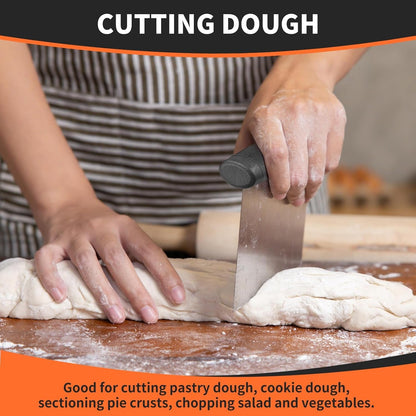 Bench Scraper & Chopper for Kitchen - Ideal Baking Essential Utensil,Stainless Steel Pastry/Dough/Food Cutter Tool for Cake Pizza Bread,Cooking - 1 Pack,Black3