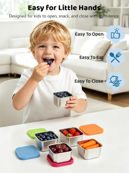 6 Pack Stainless Steel Snack Containers for Kids, 6 Oz Food Container2