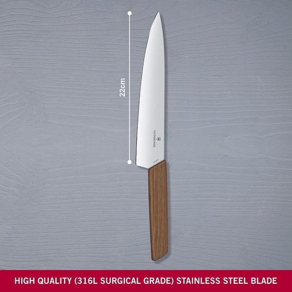 Victorinox Swiss Modern Chef'S Knife - Kitchen Knife for Cutting Meat, Fruit & Vegetables - Premium Kitchen Accessories - Walnut Wood Handle, 8.5"3