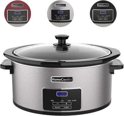 8-Quart Digital Programmable Slow Cooker with Timer - Small Kitchen Appliance for Family Dinners - Serves 10+ People - Heat Settings: Keep Warm, Low and High7