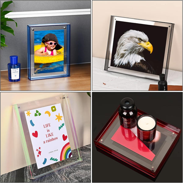 5X7 Picture Frame - Stunning Color Acrylic Photo Frame - Use as 5X7, 5X5, 4X6 Picture Frame and Acrylic Decorative Tray - Horizontal and Vertical Formats for Tabletop Display, Black Grey, 1Pack6