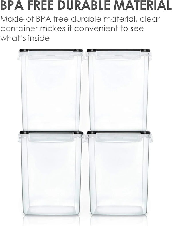 5.2L Flour Sugar Storage Containers, 4 PCS, Black3