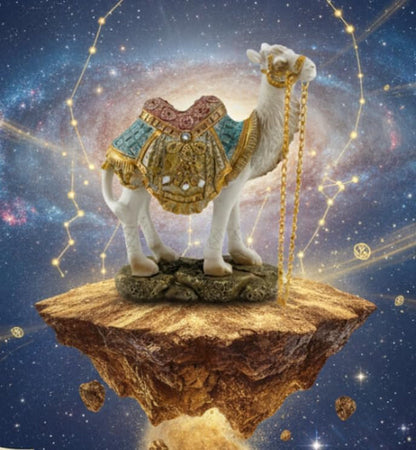 Ornate White Camel Figurine — Decorative Resin Camel Statue with Gold Embellished Saddle & Chain — Luxury Home Décor Accent for Mantel, Shelf, Tabletop (5.5 × 2 × 6 In, 0.4 Lb)8